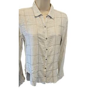 A&F sz XS NWOT neutral long sleeve shiny sequin button up Lightweight career